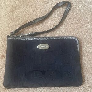 Coach black Wristlet with Silver Accents